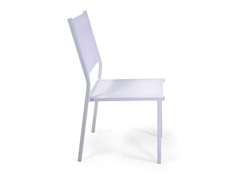 Sedia alluminio sullivan bianco con textilene bianco 55x46x.h43/88CM