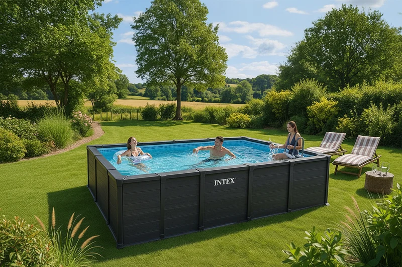 Piscina Graphite 600x300x124 cm Grigio Grafite INTEX