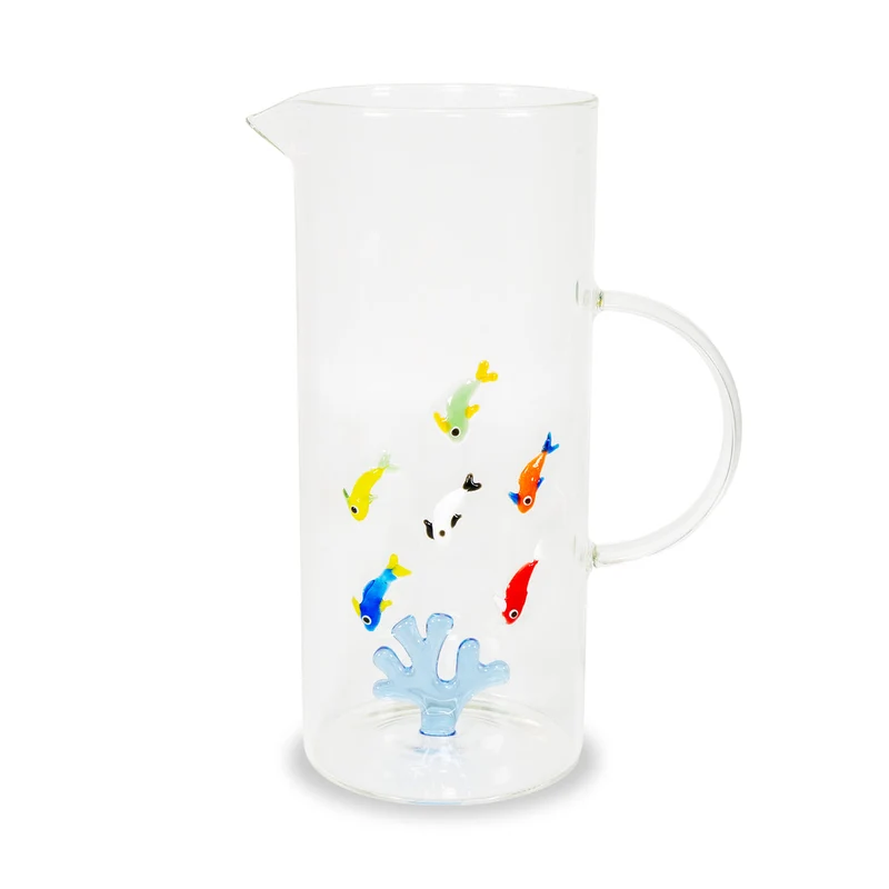 Caraffa in Vetro Decoro Corallo e Pesci 1.3 Lt Trasparente WD LIFESTYLE