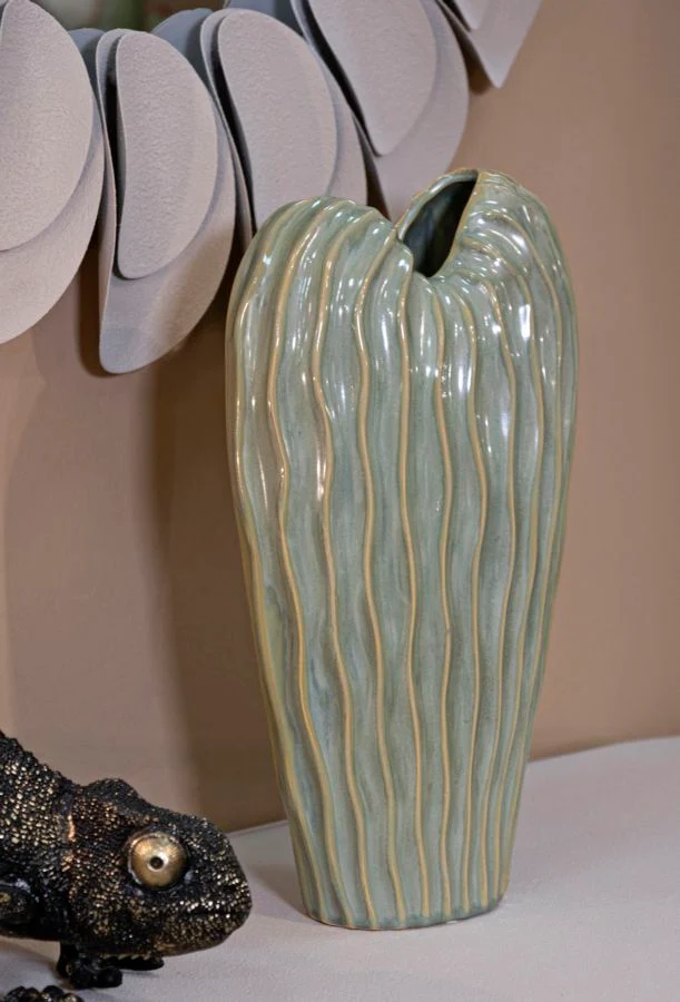 Vaso Venice 22x10x39 cm in Ceramica Verde