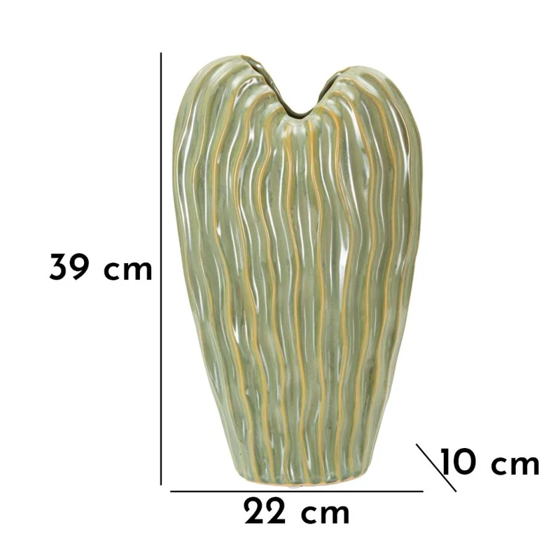 Vaso Venice 22x10x39 cm in Ceramica Verde