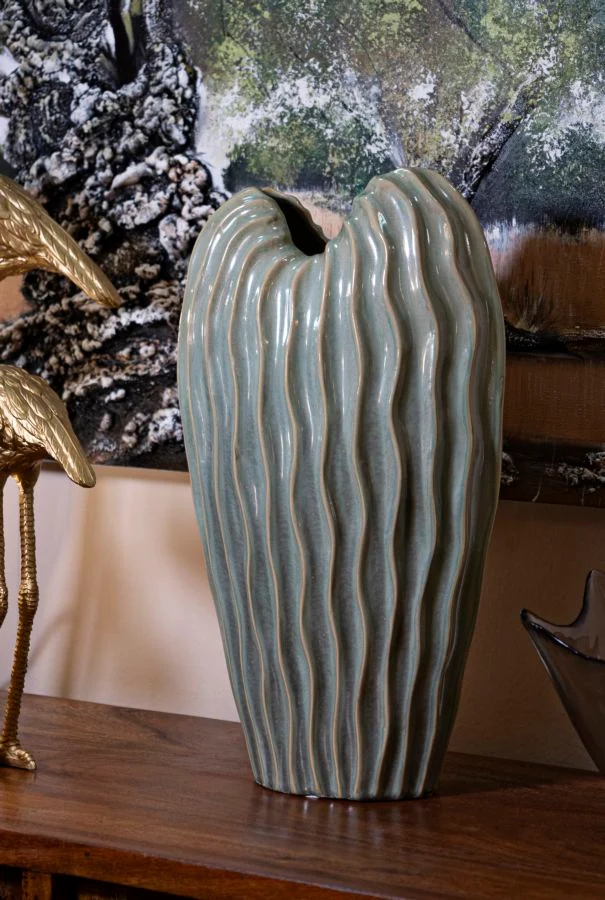 Vaso Venice 27x14x46,5 cm in Ceramica Verde