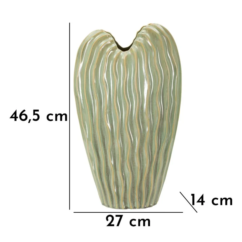 Vaso Venice 27x14x46,5 cm in Ceramica Verde