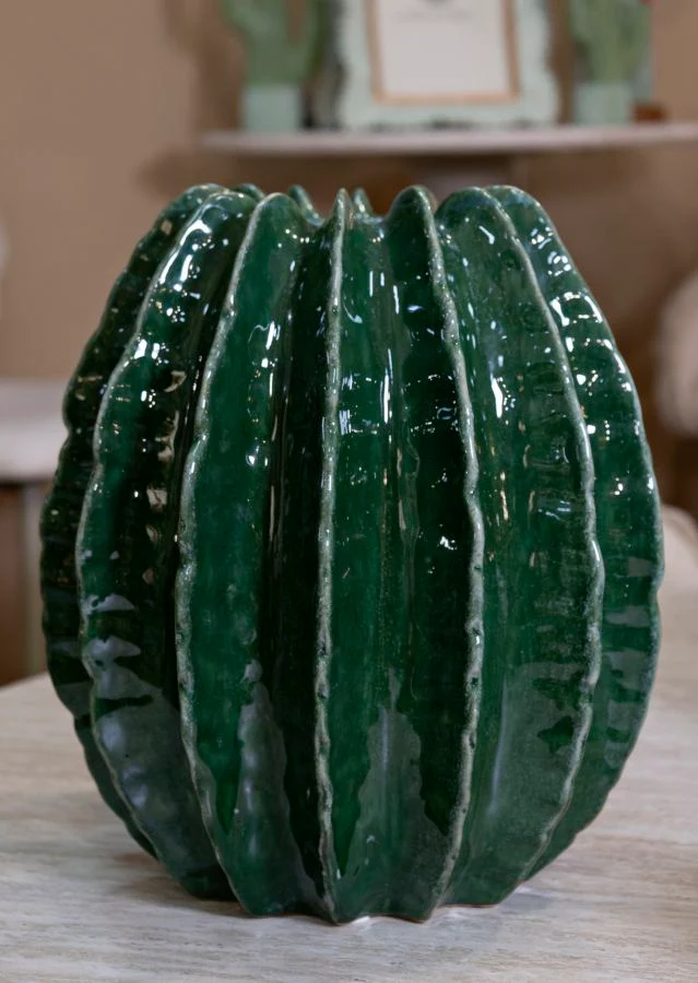 Vaso Cactus Ball Ø28x31 cm in Ceramica Verde