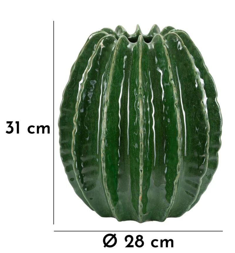 Vaso Cactus Ball Ø28x31 cm in Ceramica Verde
