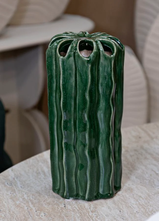 Vaso Cactus Tall Ø11,5x23,5 cm in Ceramica Verde