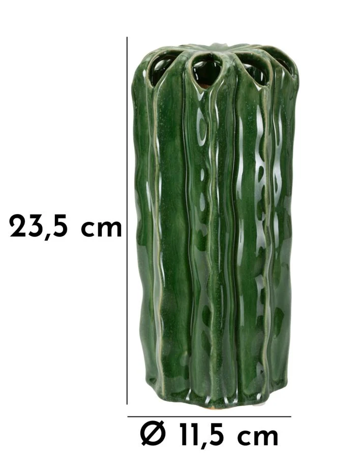 Vaso Cactus Tall Ø11,5x23,5 cm in Ceramica Verde