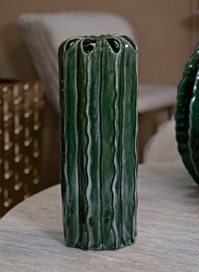Vaso Cactus Tall Ø12x31,5 cm in Ceramica Verde