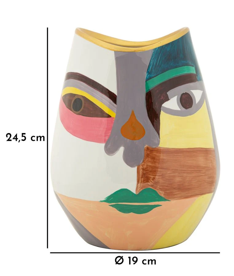 Vaso Piccassy Color Fat Ø19x24,5 cm in Ceramica Multicolor
