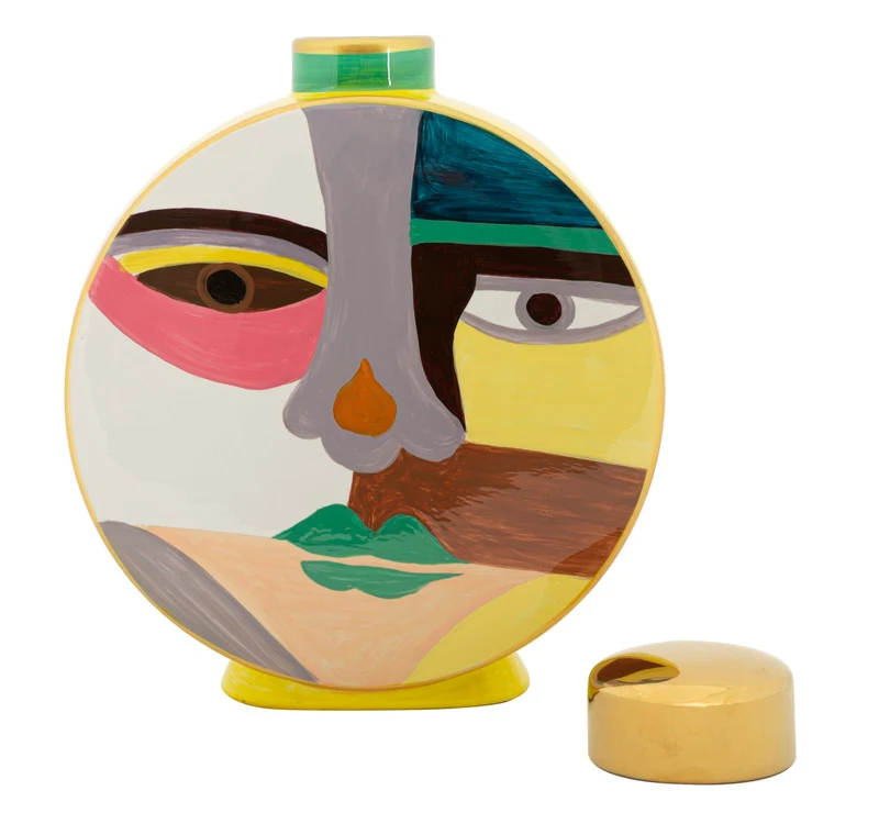 Vaso Piccassy Color Round 23x9x28 cm in Ceramica Multicolor