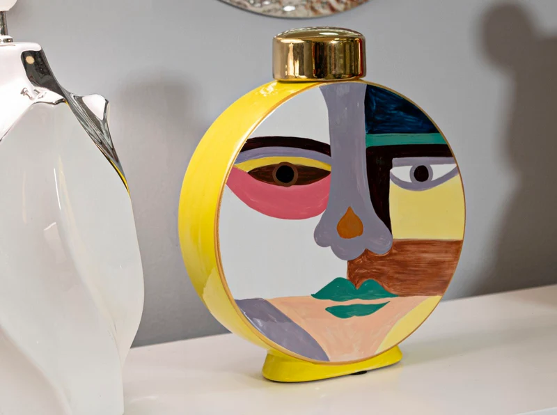 Vaso Piccassy Color Round 23x9x28 cm in Ceramica Multicolor