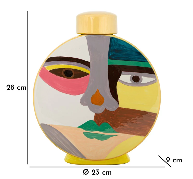 Vaso Piccassy Color Round 23x9x28 cm in Ceramica Multicolor