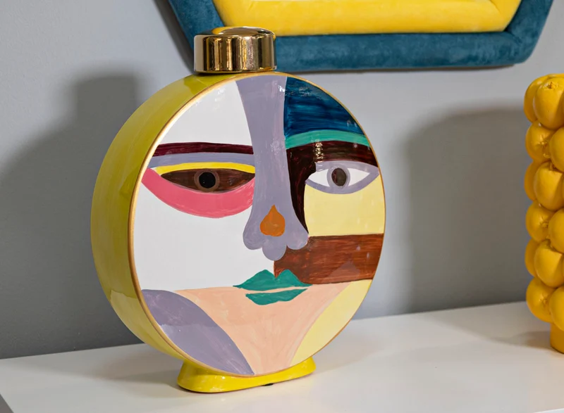 Vaso Piccassy Color Round 28x9x33 cm in Ceramica Multicolor