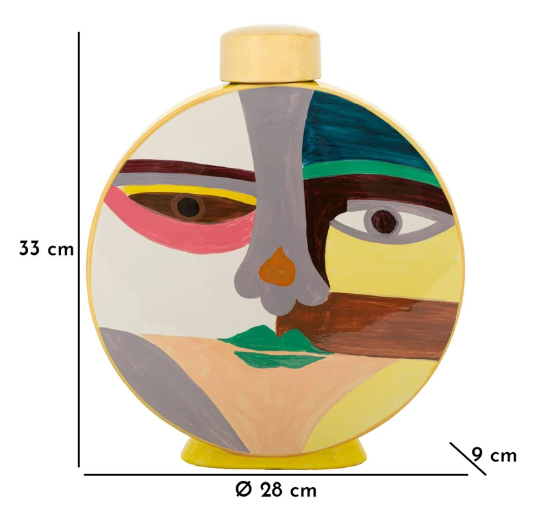 Vaso Piccassy Color Round 28x9x33 cm in Ceramica Multicolor