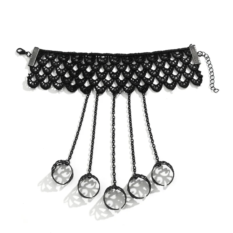NoirBelle Kant Polsband – Zwarte Vintage Armband met Metalen Accenten & Tijdloze Elegantie