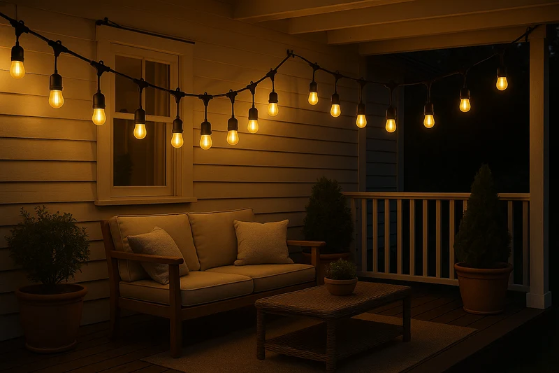 Festelio Tuinverlichting – 48FT Lichtslinger met 15 LED-Lampen & Warme 2700K Gloed