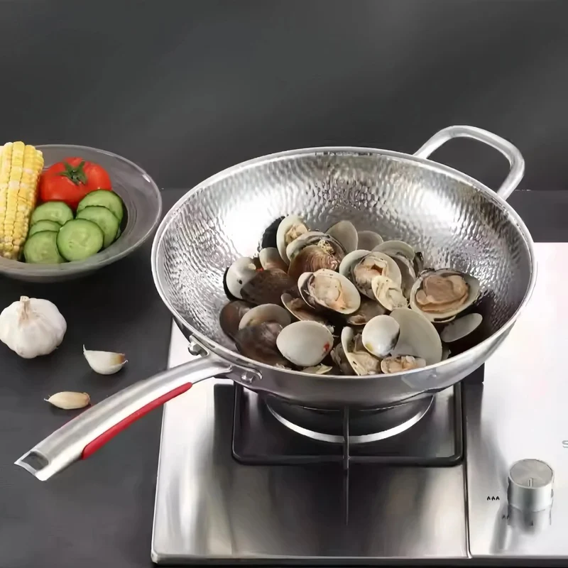 Titanium Wok – Ronde Bodem voor Inductie, Lichtgewicht & Snelle Warmteverdeling