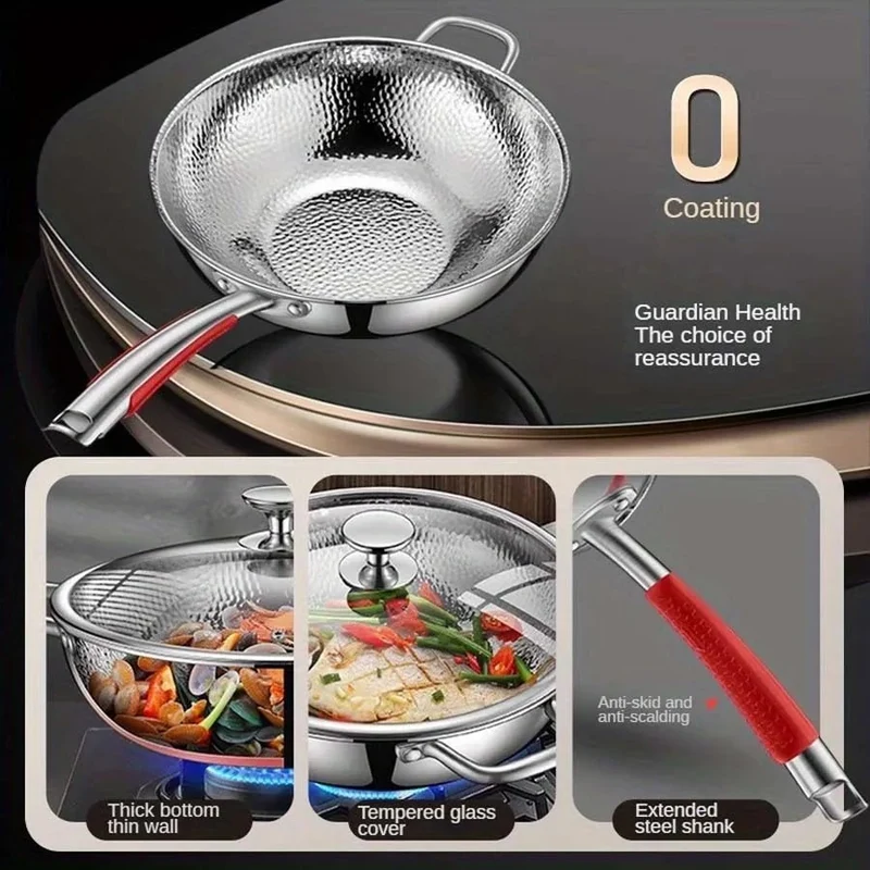 Titanium Wok – Ronde Bodem voor Inductie, Lichtgewicht & Snelle Warmteverdeling