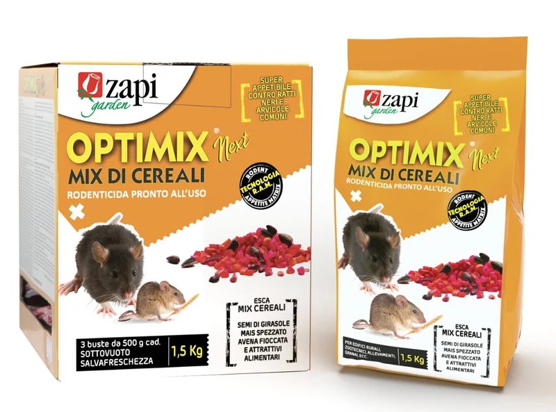 Esca rodenticida in cereali per topi e ratti Zapi Optimix Next 1,5 kg