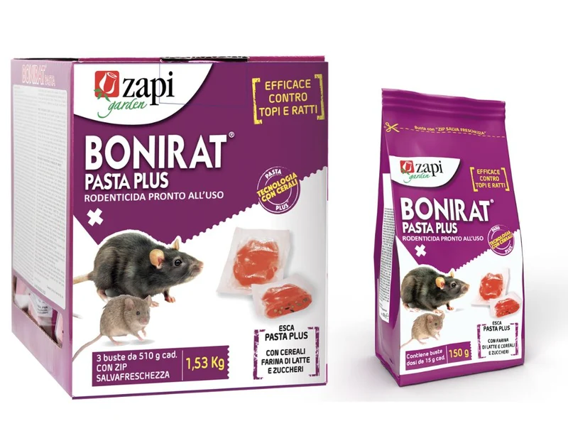 Esca rodenticida in pasta per topi e ratti Zapi Bonirat Pasta Plus 1,53 kg (3 buste)