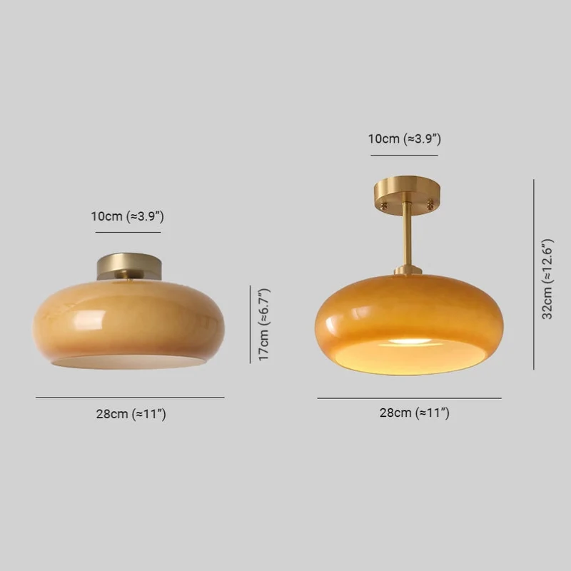 Classic Amber Glass Round Ceiling Lamp