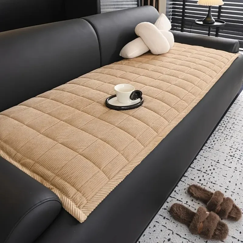 Washable quilted decorative protective throw for sofa