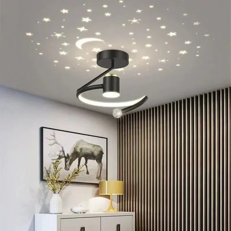 Round Dimmable LED Ceiling Lamp Star Pattern Kids' Room