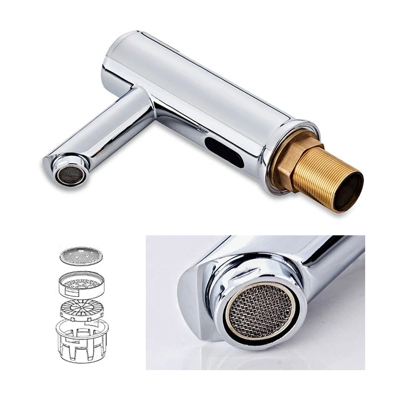 Automatic washbasin faucet with motion sensor