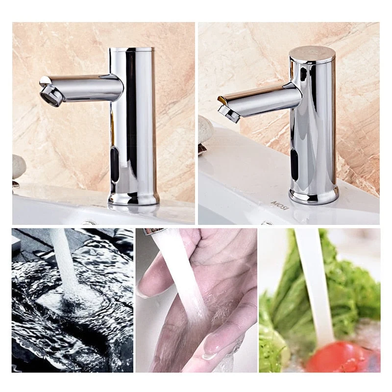 Automatic washbasin faucet with motion sensor