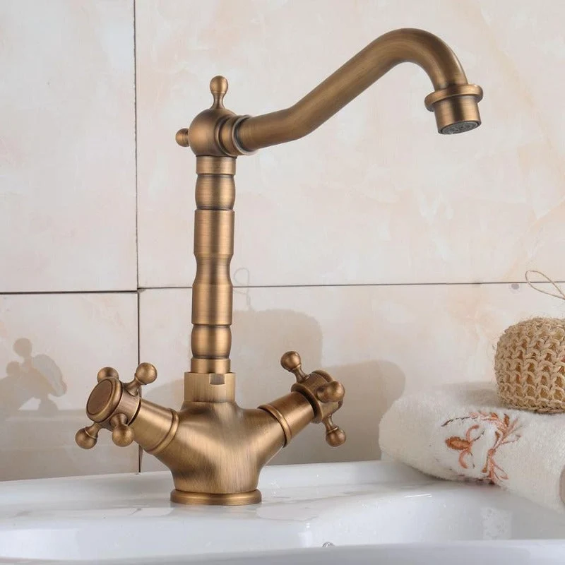 Vintage-style washbasin faucet with two handles