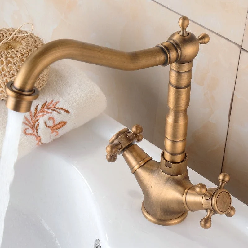 Vintage-style washbasin faucet with two handles