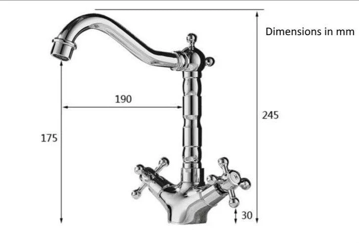 Vintage-style washbasin faucet with two handles