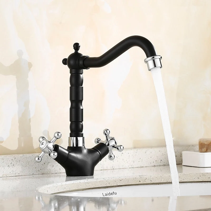 Vintage-style washbasin faucet with two handles