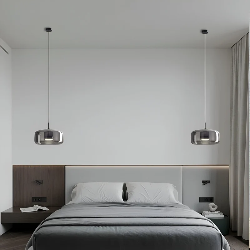 Retro-style ceiling lamp with triple glass shade and adjustable LED lighting
