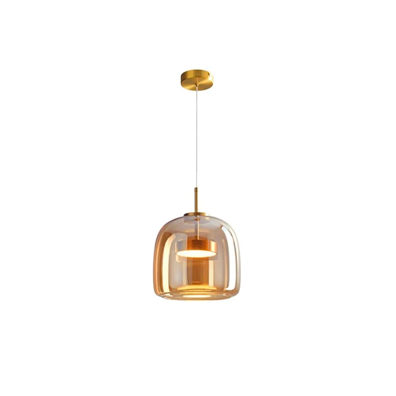 Retro-style ceiling lamp with triple glass shade and adjustable LED lighting