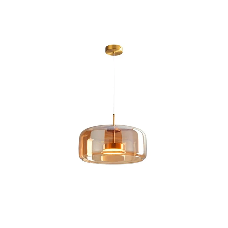 Retro-style ceiling lamp with triple glass shade and adjustable LED lighting
