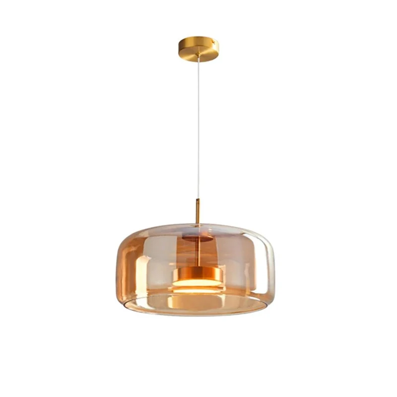 Retro-style ceiling lamp with triple glass shade and adjustable LED lighting