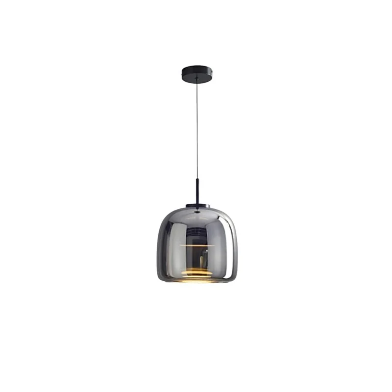 Retro-style ceiling lamp with triple glass shade and adjustable LED lighting