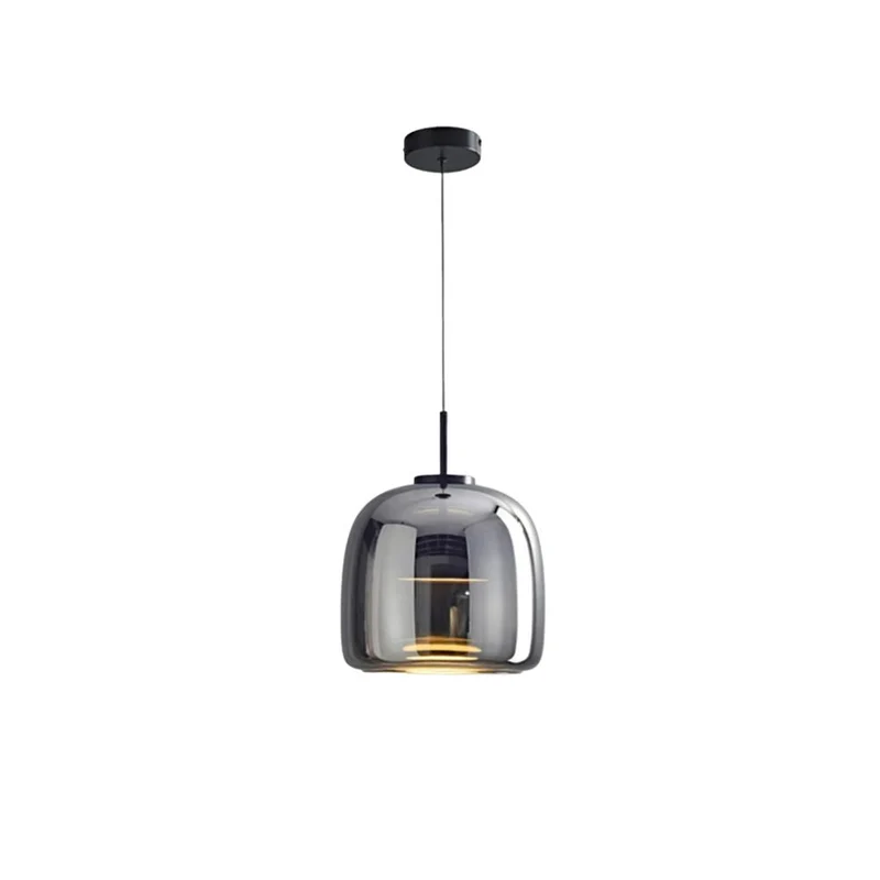 Retro-style ceiling lamp with triple glass shade and adjustable LED lighting