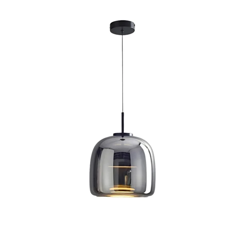 Retro-style ceiling lamp with triple glass shade and adjustable LED lighting