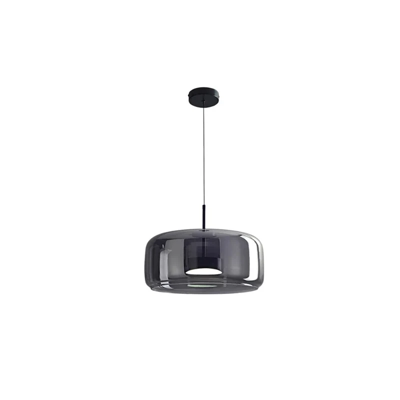 Retro-style ceiling lamp with triple glass shade and adjustable LED lighting