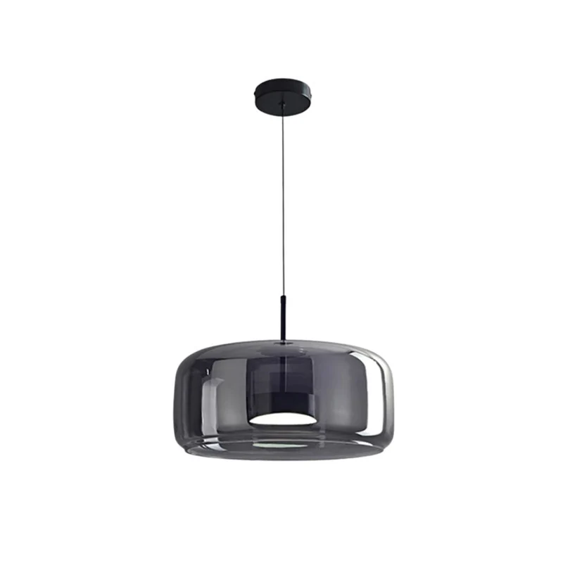 Retro-style ceiling lamp with triple glass shade and adjustable LED lighting