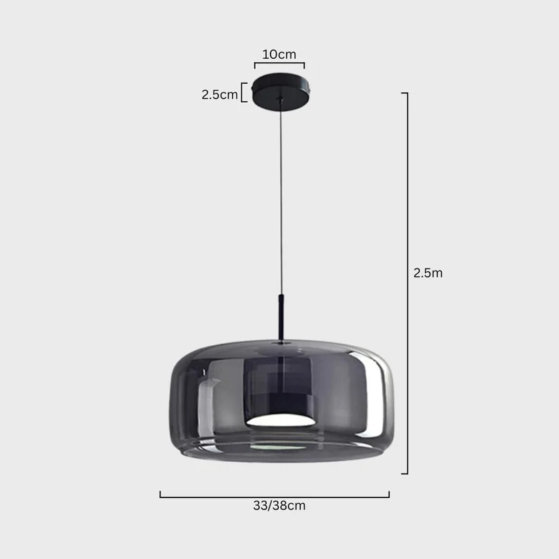 Retro-style ceiling lamp with triple glass shade and adjustable LED lighting