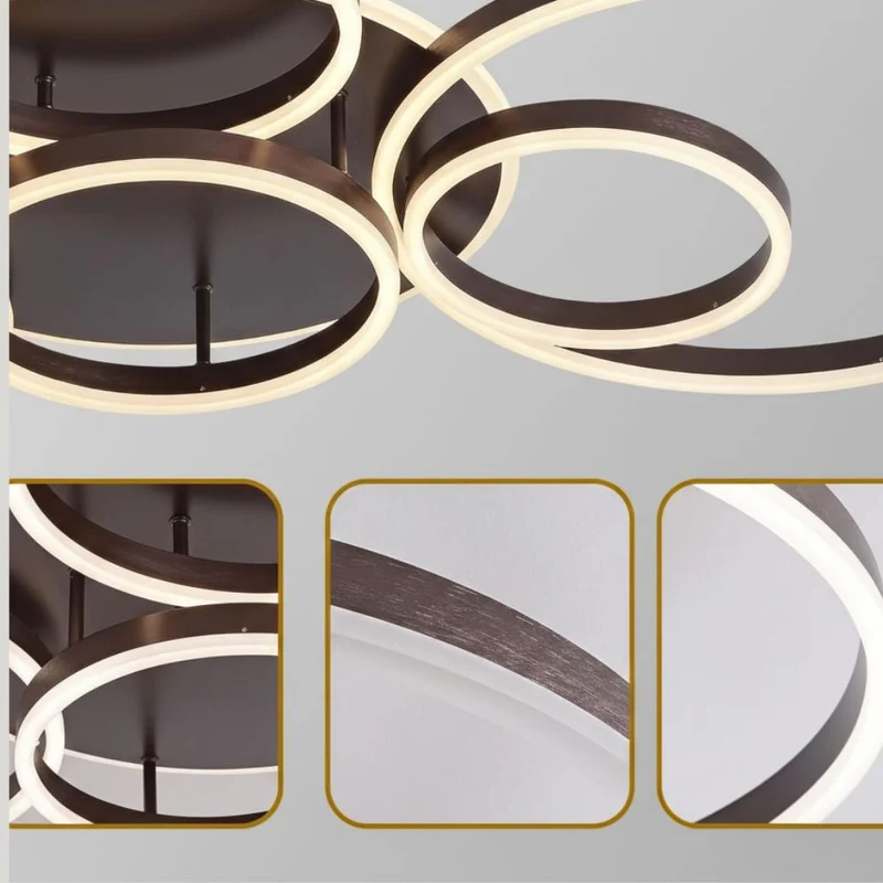 Black, modern, round LED ceiling lamp for recessed mounting – interior lighting