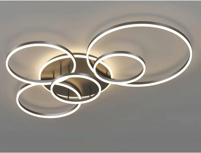 Black, modern, round LED ceiling lamp for recessed mounting – interior lighting
