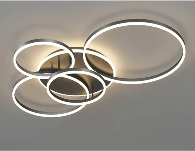 Black, modern, round LED ceiling lamp for recessed mounting – interior lighting