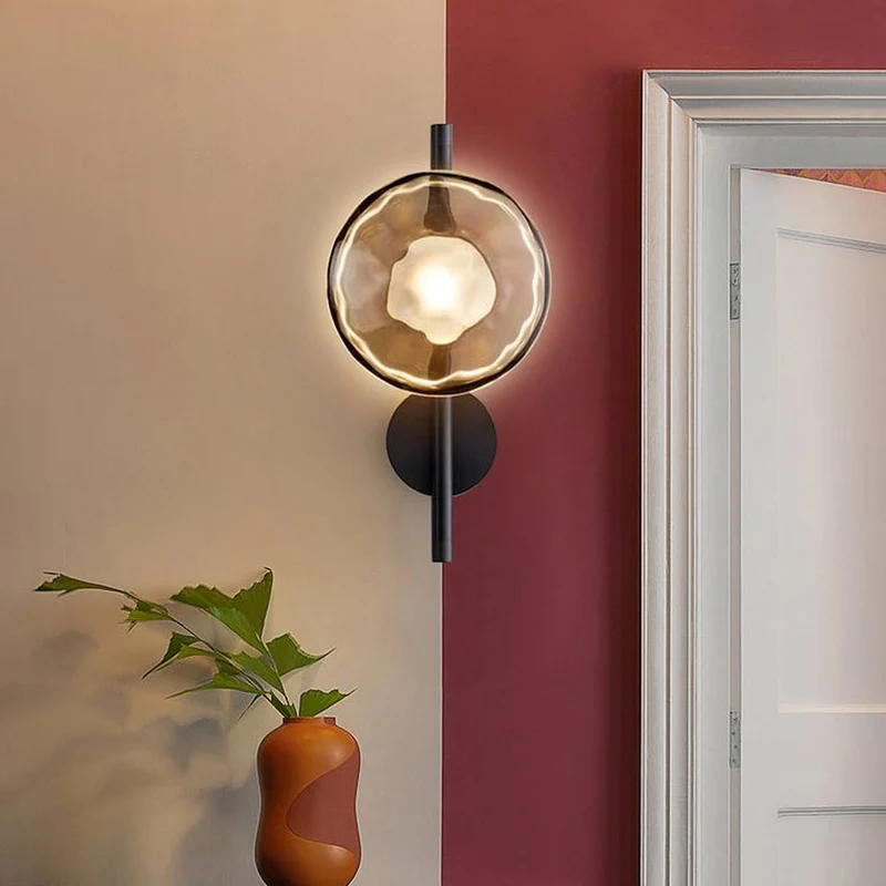 Nordic – round wall lamp with textured finish, modern interior fixture