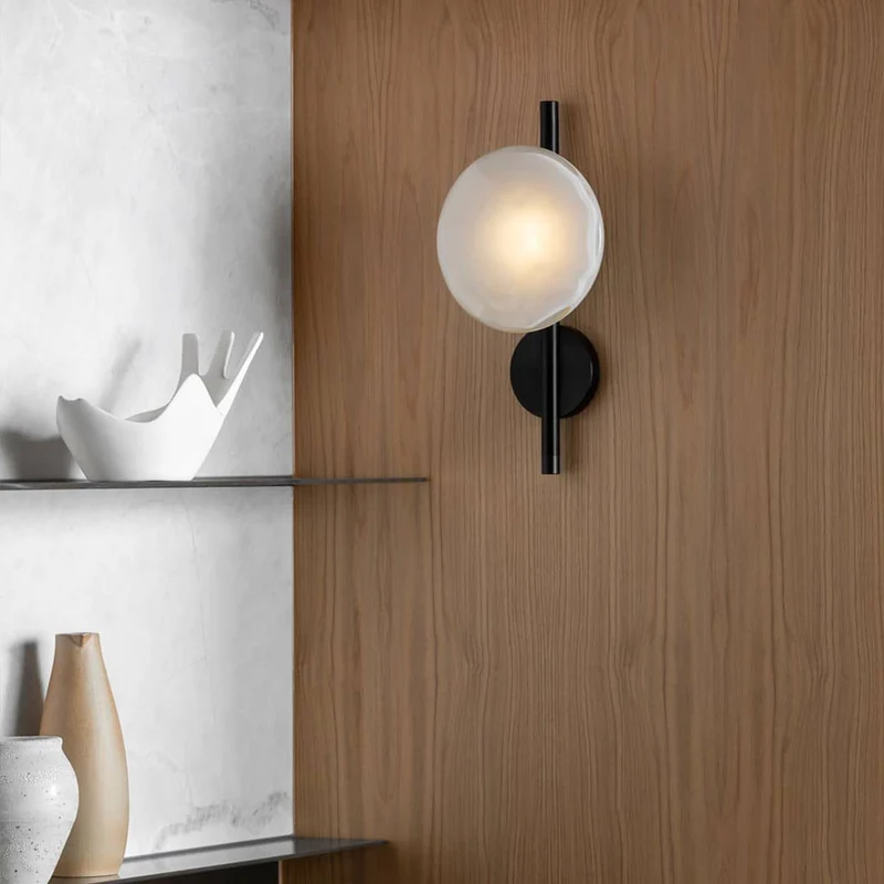 Nordic – round wall lamp with textured finish, modern interior fixture