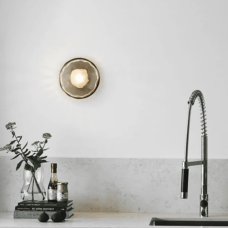 Nordic – round wall lamp with textured finish, modern interior fixture