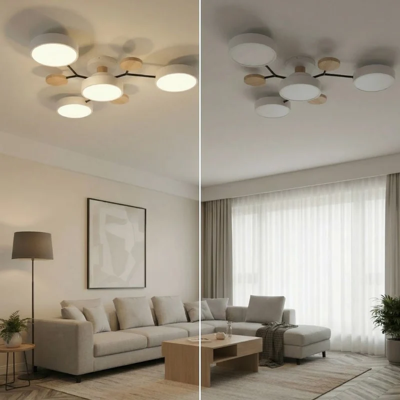 Elegant, modern ceiling lamp with handmade finishes